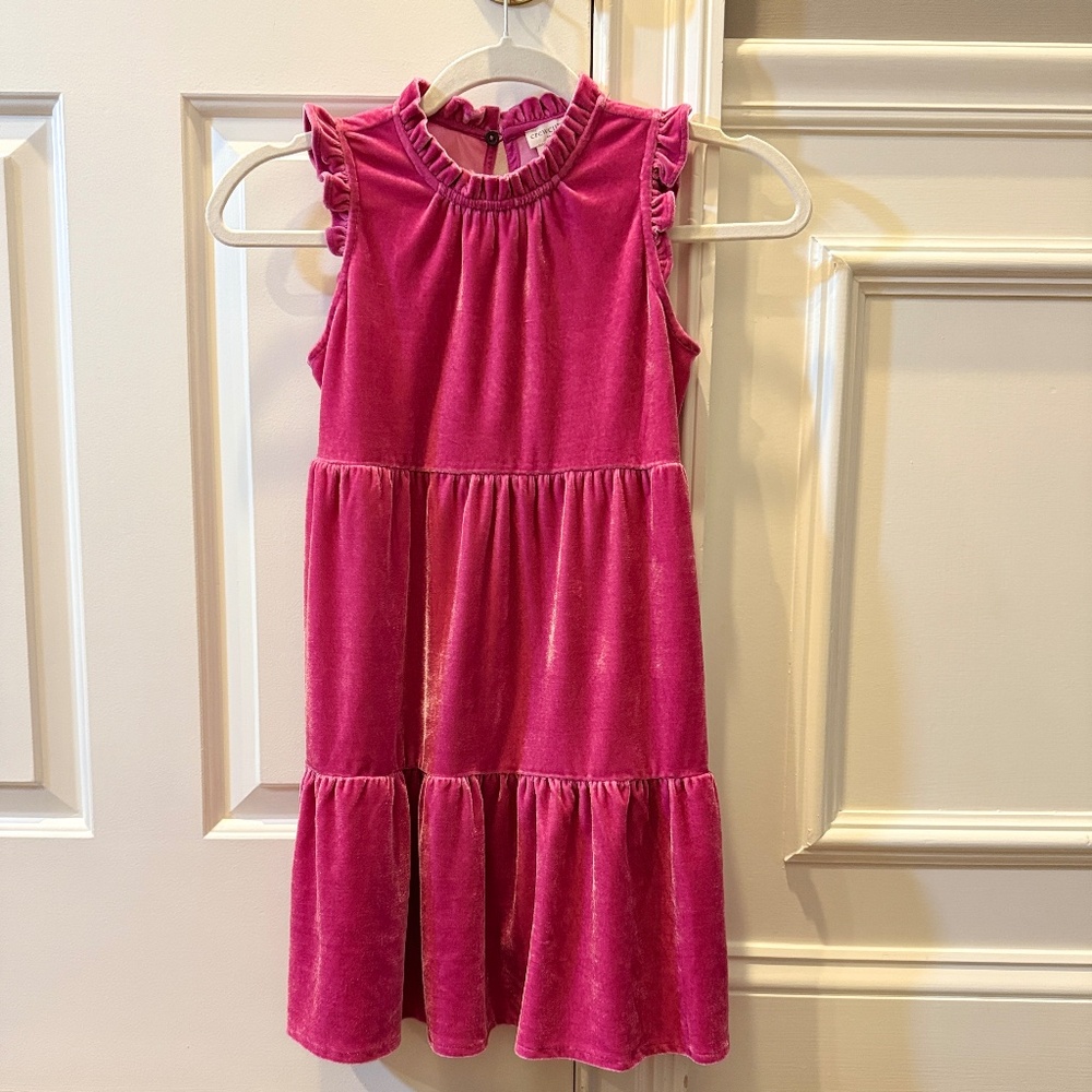 Girls Pink Crushed Velvet Crewcuts Dress